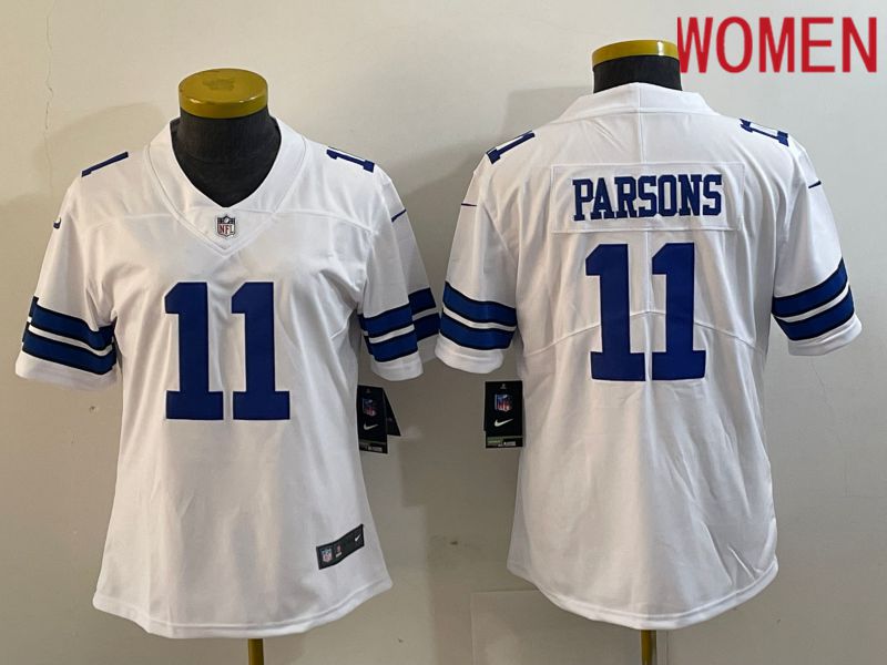 Women Dallas Cowboys 11 Parsons White Nike Vapor Limited NFL Jersey style 9